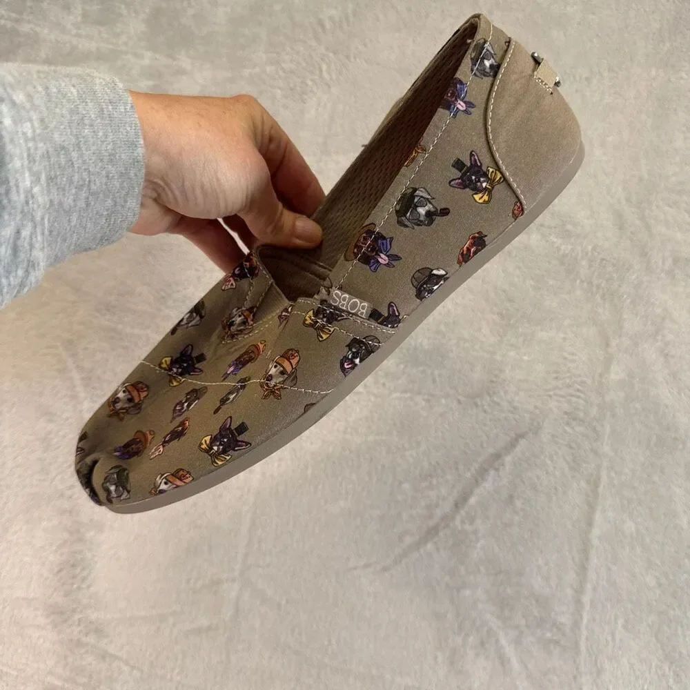 BOBS for Sketchers Dogs In Hats Pattern Cushioned Flats Size 12